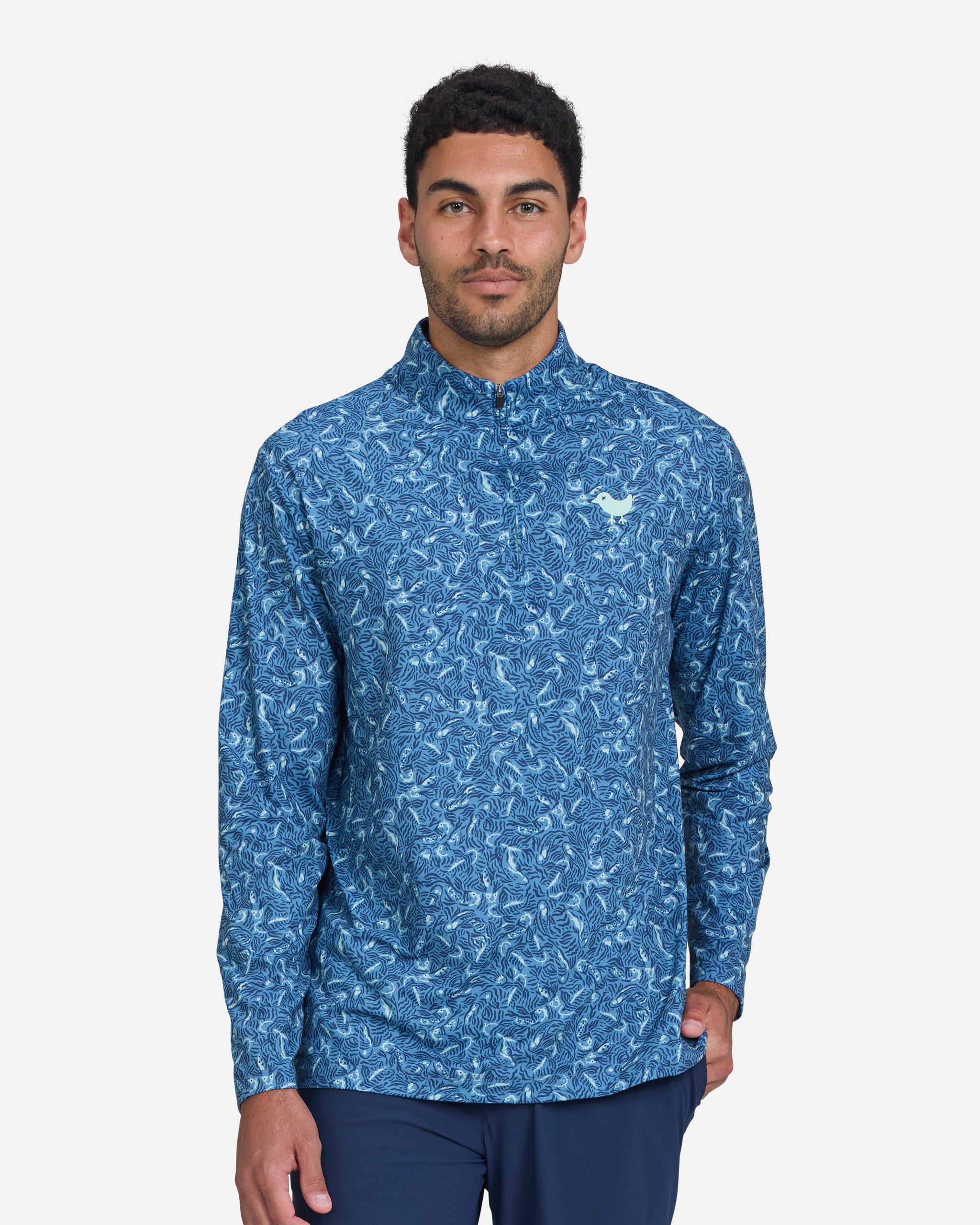 Koi Koi Slate Navy Quarterzip-Men's Quarterzip-Bad Birdie
