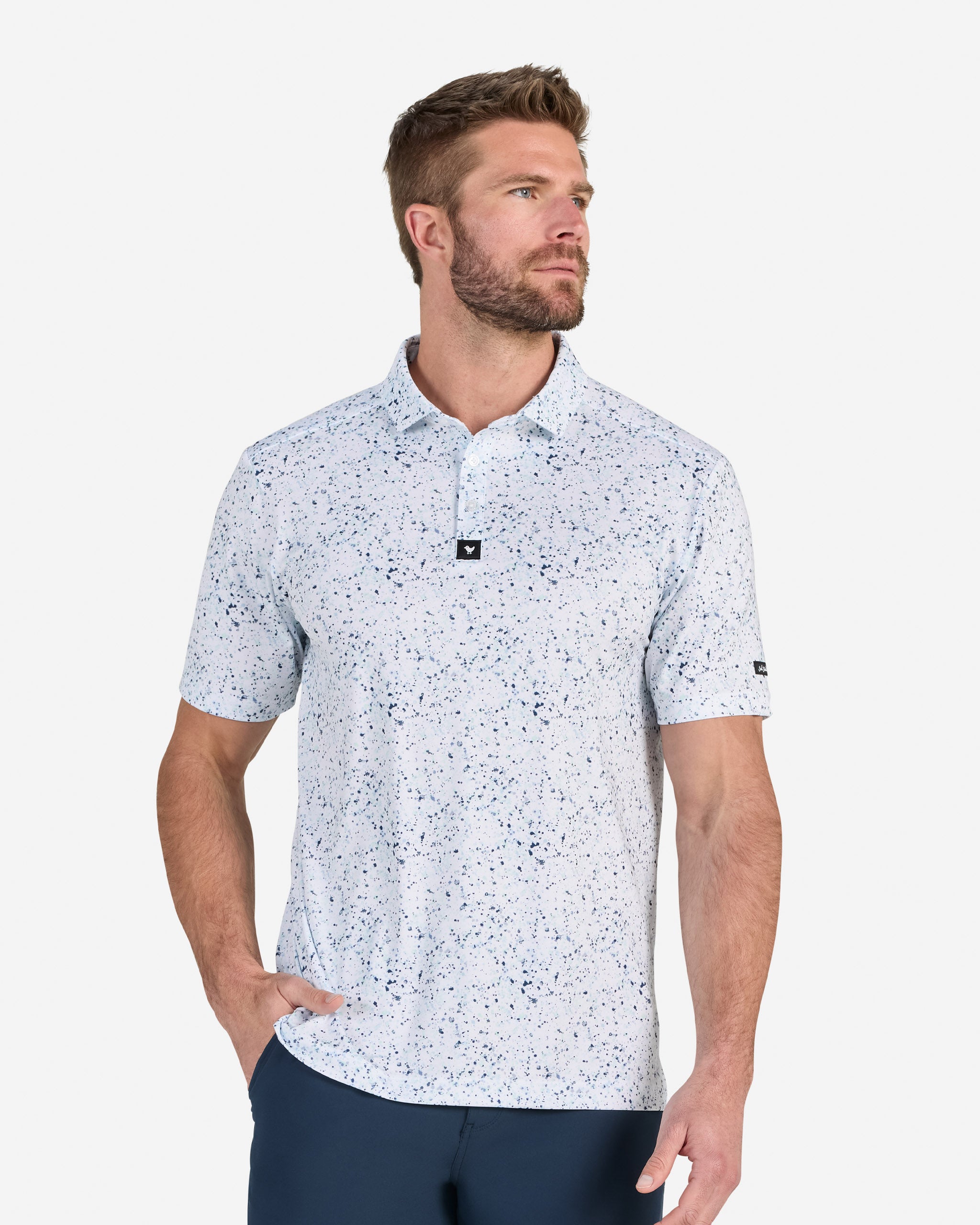 Paint Splatter 3 Navy-Men's Polo-Bad Birdie