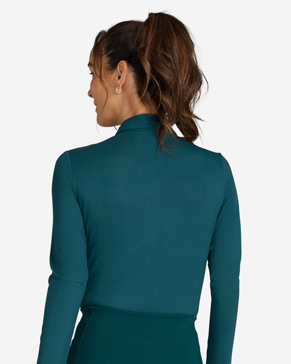 Tempo Cooling Long Sleeve Polo - Lush Green
