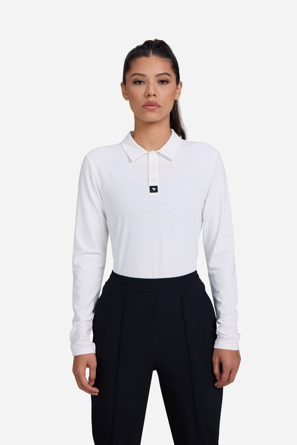 Tempo Cooling Long Sleeve Polo - Brilliant White