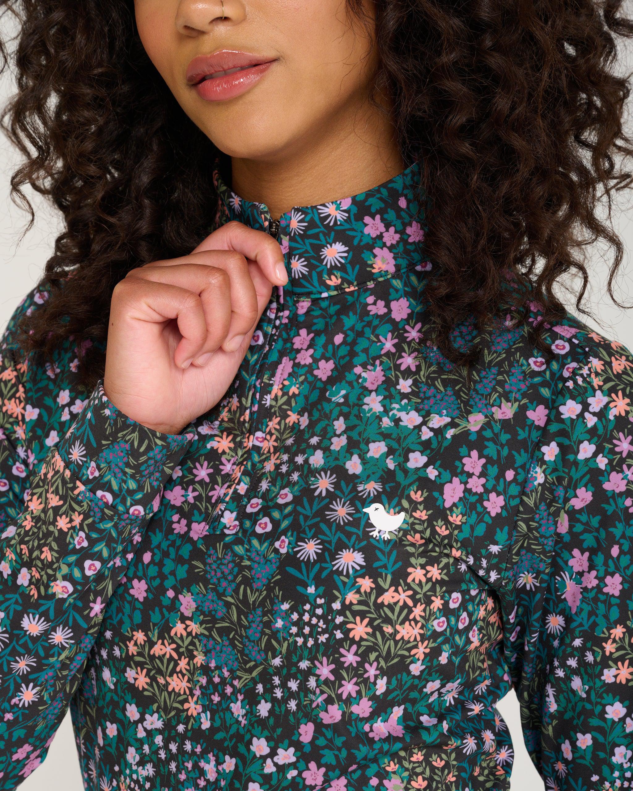 Super Duper Bloom Quarterzip-Women's Quarterzip-Bad Birdie
