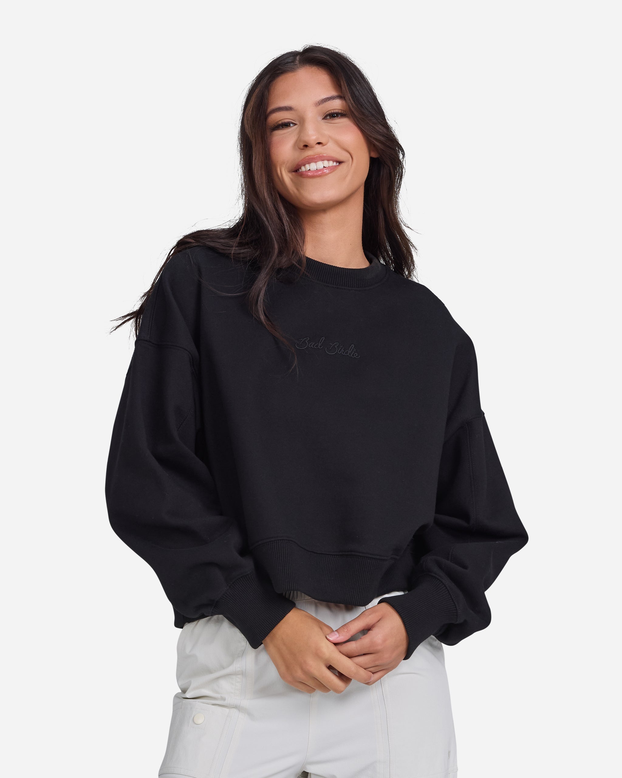 Script Fleece Crewneck-Women's Sweatshirt-Bad Birdie