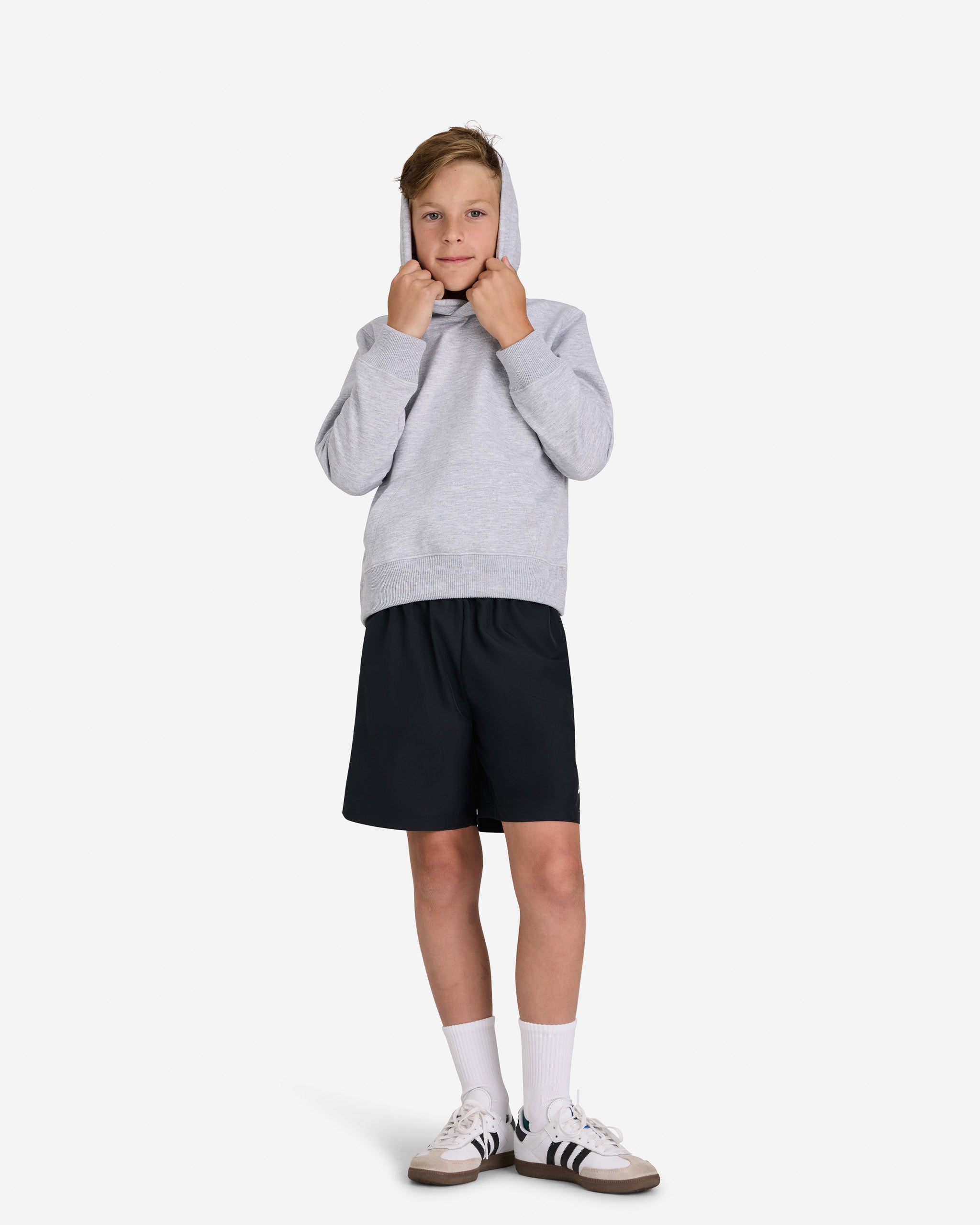 Youth Fairway Fleece Hoodie - Heather Grey-Youth Sweatshirt-Bad Birdie