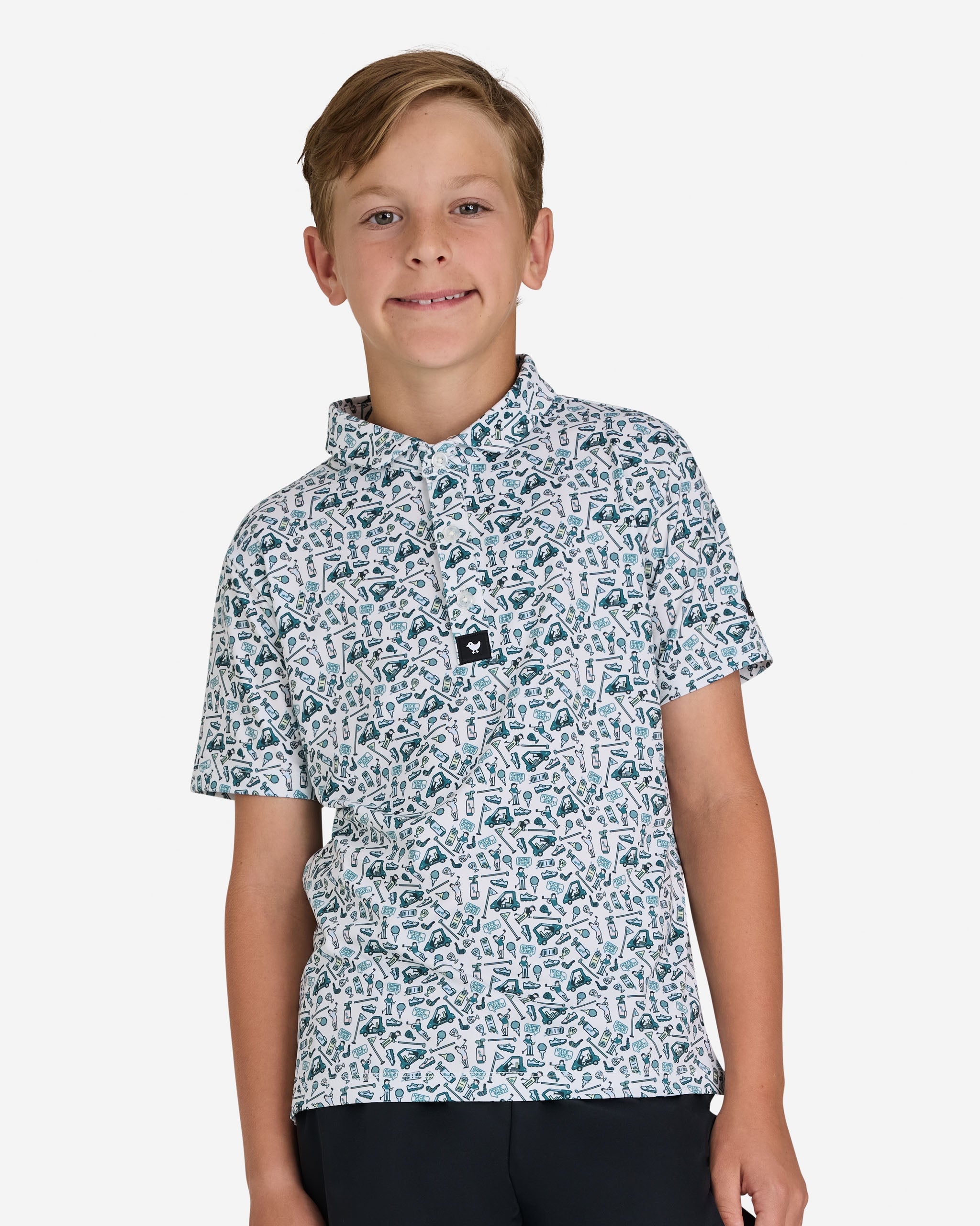 Youth Polo - Pixelated Pars-Youth Polo-Bad Birdie